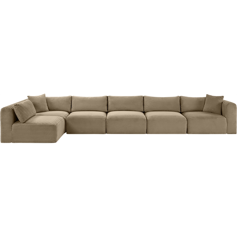 Meridian Furniture 6-Piece Taupe Corduroy Performance Fabric Modular Sectional