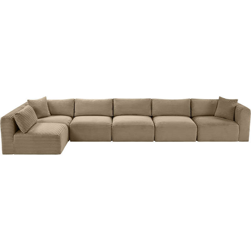 Meridian Furniture 6-Piece Taupe Corduroy Performance Fabric Modular Sectional