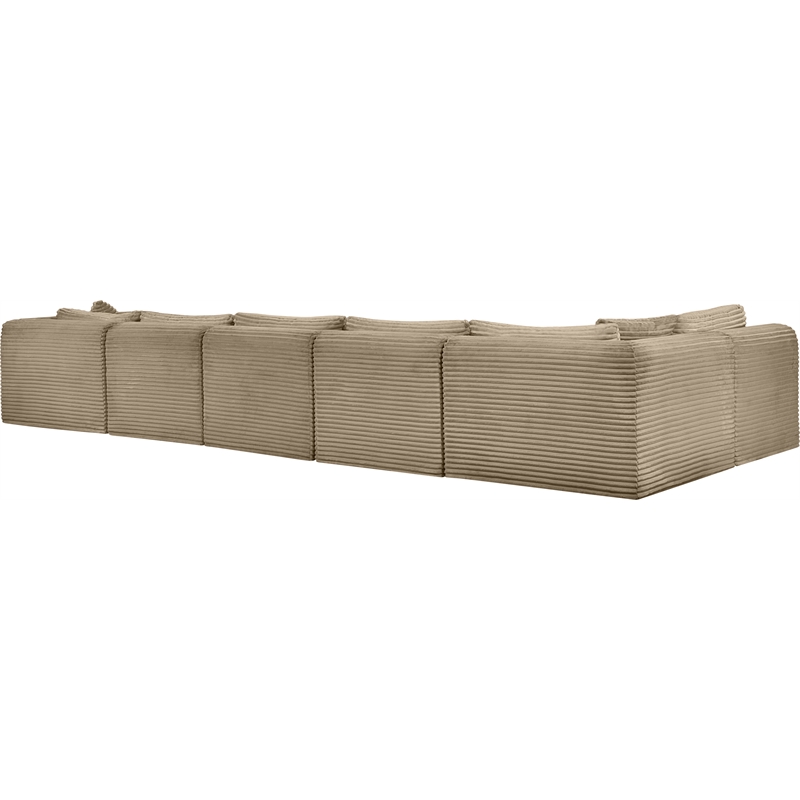 Meridian Furniture 6-Piece Taupe Corduroy Performance Fabric Modular Sectional
