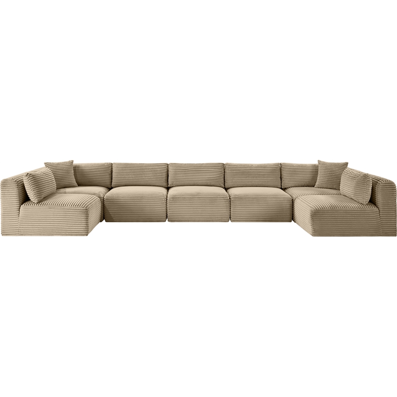 Meridian Furniture 7-Piece Taupe Corduroy Performance Fabric Modular Sectional
