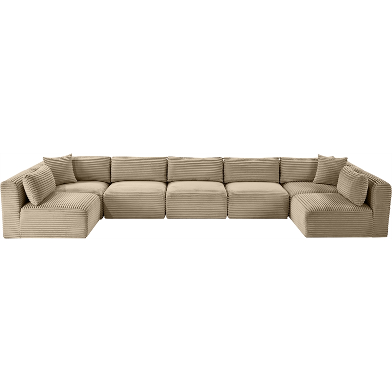 Meridian Furniture 7-Piece Taupe Corduroy Performance Fabric Modular Sectional