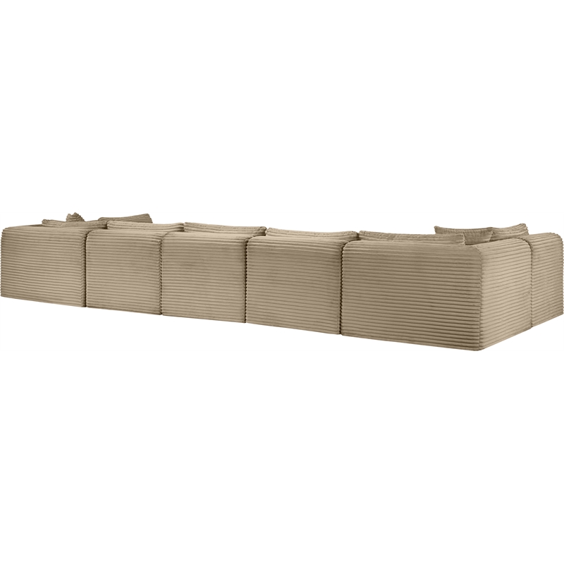 Meridian Furniture 7-Piece Taupe Corduroy Performance Fabric Modular Sectional