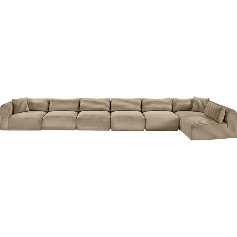 Meridian Furniture 7-Piece Taupe Corduroy Performance Fabric Modular Sectional