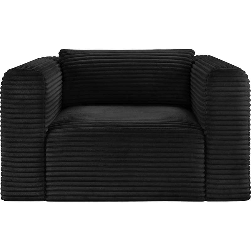 Meridian Furniture Shaggy Black Corduroy Performance Fabric Arm Chair