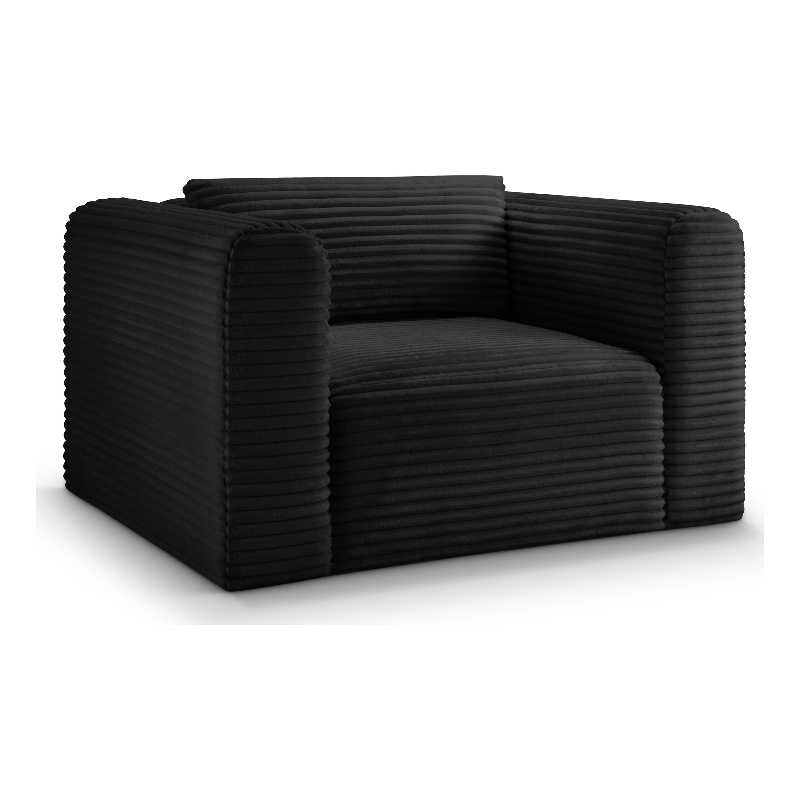 Meridian Furniture Shaggy Black Corduroy Performance Fabric Arm Chair
