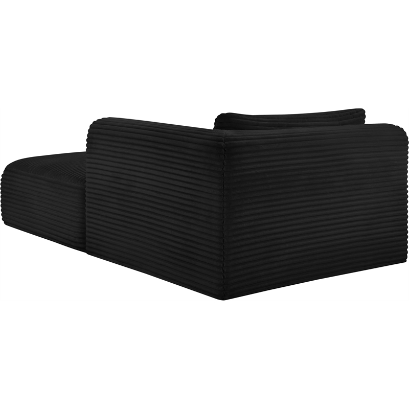 Meridian Furniture Shaggy Black Corduroy Performance Fabric Chaise