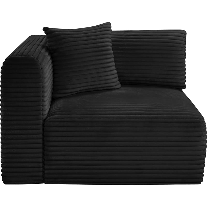 Meridian Furniture Shaggy Black Corduroy Performance Fabric Corner Chair