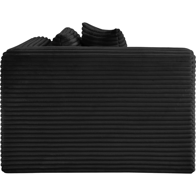 Meridian Furniture Shaggy Black Corduroy Performance Fabric Corner Chair