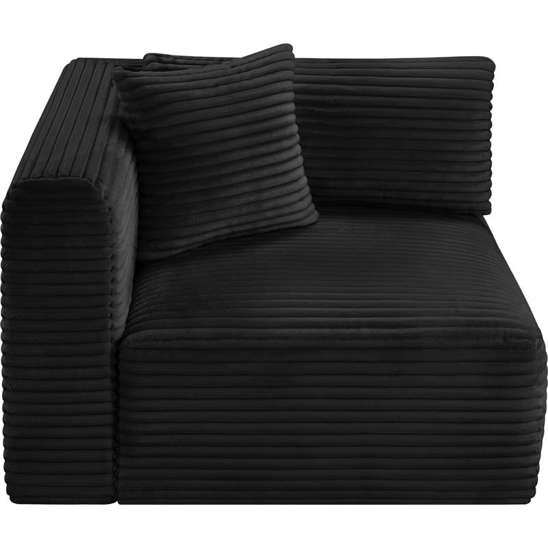 Meridian Furniture Shaggy Black Corduroy Performance Fabric Corner Chair
