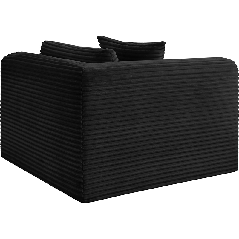 Meridian Furniture Shaggy Black Corduroy Performance Fabric Corner Chair