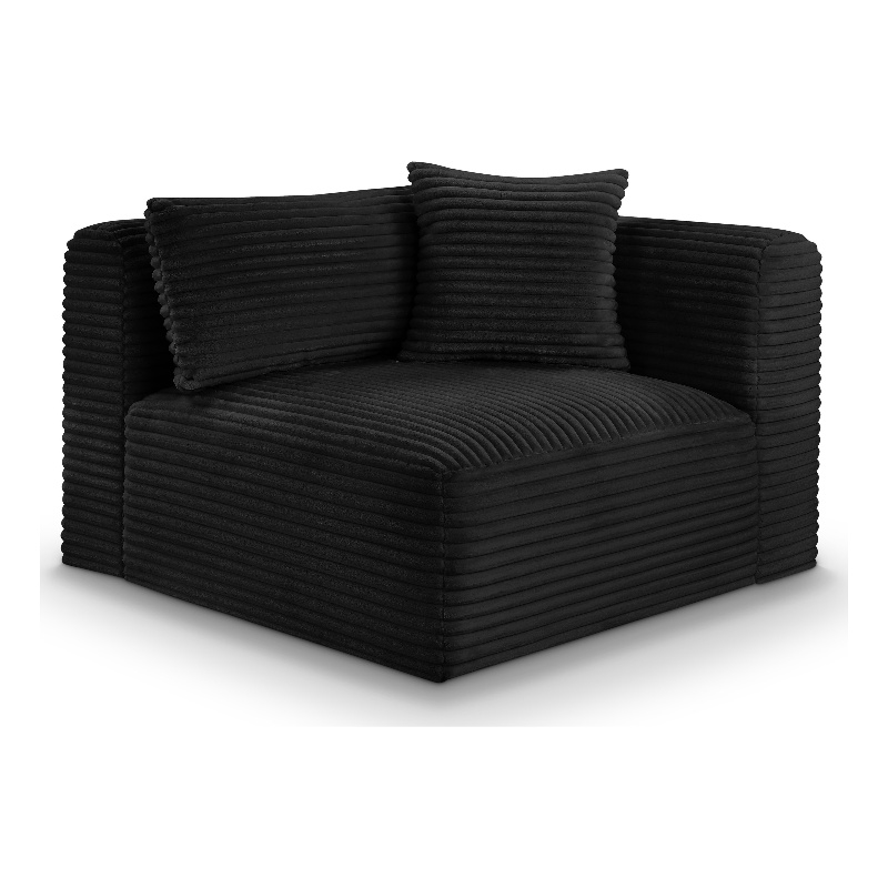 Meridian Furniture Shaggy Black Corduroy Performance Fabric Corner Chair