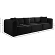 Meridian Furniture 3-Piece Black Corduroy Performance Fabric Modular Sofa