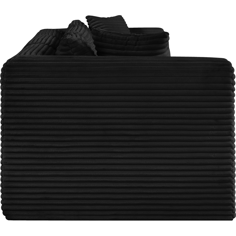 Meridian Furniture 3-Piece Black Corduroy Performance Fabric Modular Sofa