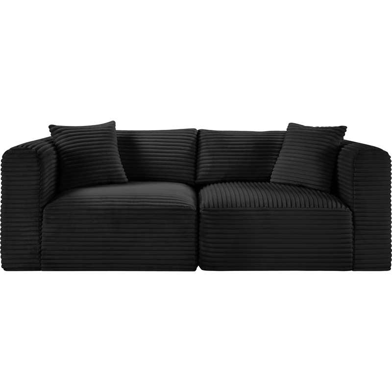 Meridian Furniture 2-Piece Black Corduroy Performance Fabric Modular Sofa