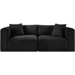 Meridian Furniture 2-Piece Black Corduroy Performance Fabric Modular Sofa