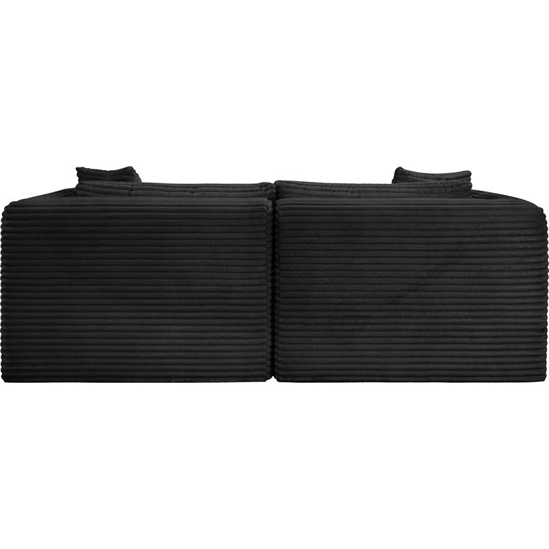 Meridian Furniture 2-Piece Black Corduroy Performance Fabric Modular Sofa