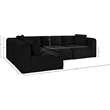 Meridian Furniture 4-Piece Black Corduroy Performance Fabric Modular Sectional
