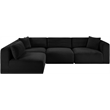 Meridian Furniture 4-Piece Black Corduroy Performance Fabric Modular Sectional