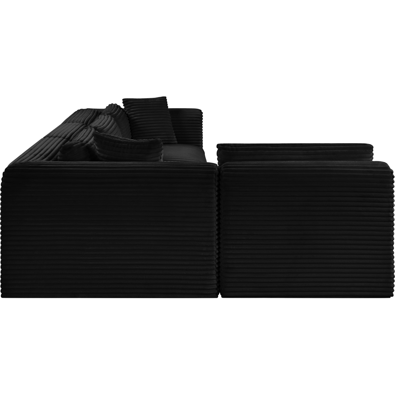 Meridian Furniture 4-Piece Black Corduroy Performance Fabric Modular Sectional