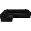 Meridian Furniture 4-Piece Black Corduroy Performance Fabric Modular Sectional