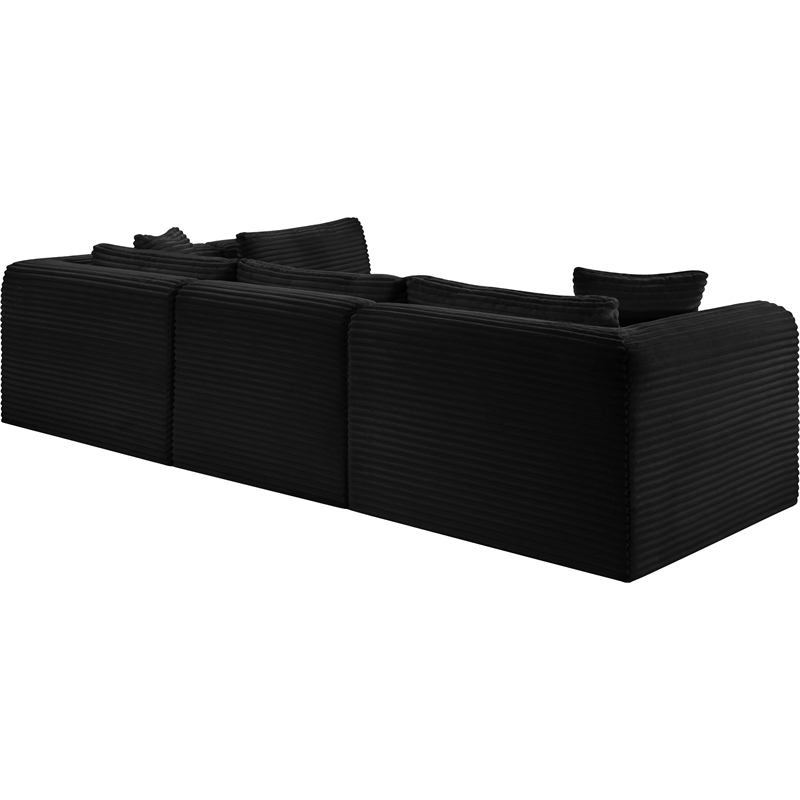 Meridian Furniture 4-Piece Black Corduroy Performance Fabric Modular Sectional