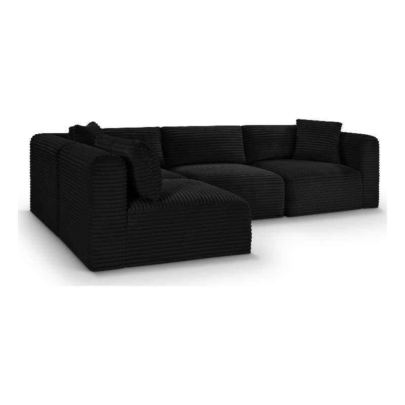 Meridian Furniture 4-Piece Black Corduroy Performance Fabric Modular Sectional