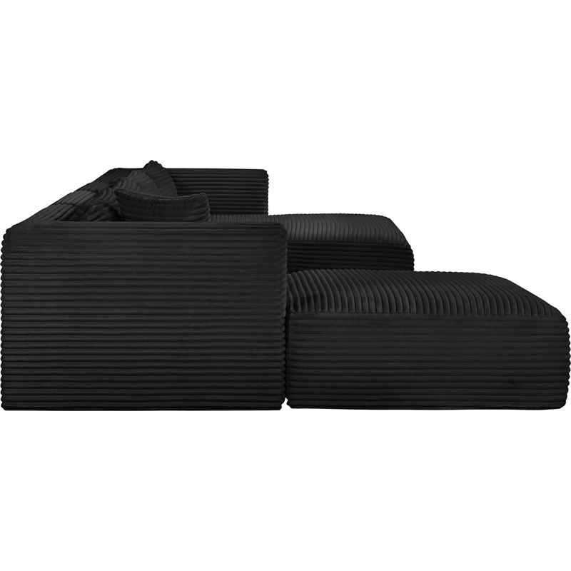 Meridian Furniture 5-Piece Black Corduroy Performance Fabric Modular Sectional
