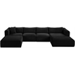 Meridian Furniture 5-Piece Black Corduroy Performance Fabric Modular Sectional