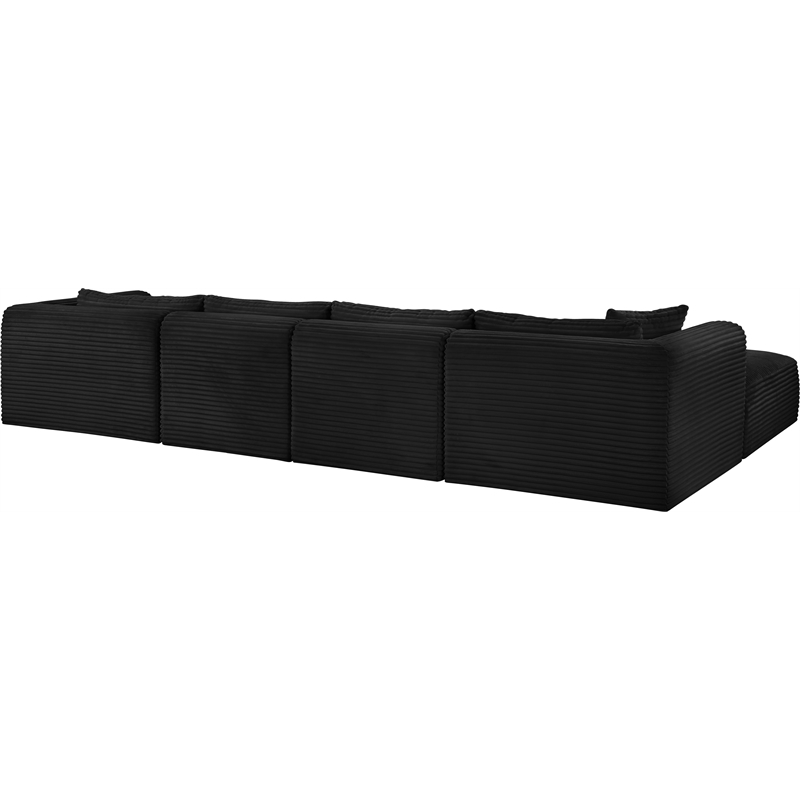 Meridian Furniture 5-Piece Black Corduroy Performance Fabric Modular Sectional