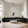 Meridian Furniture 6-Piece Black Corduroy Performance Fabric Modular Sectional