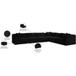 Meridian Furniture 6-Piece Black Corduroy Performance Fabric Modular Sectional
