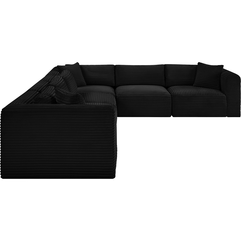 Meridian Furniture 6-Piece Black Corduroy Performance Fabric Modular Sectional