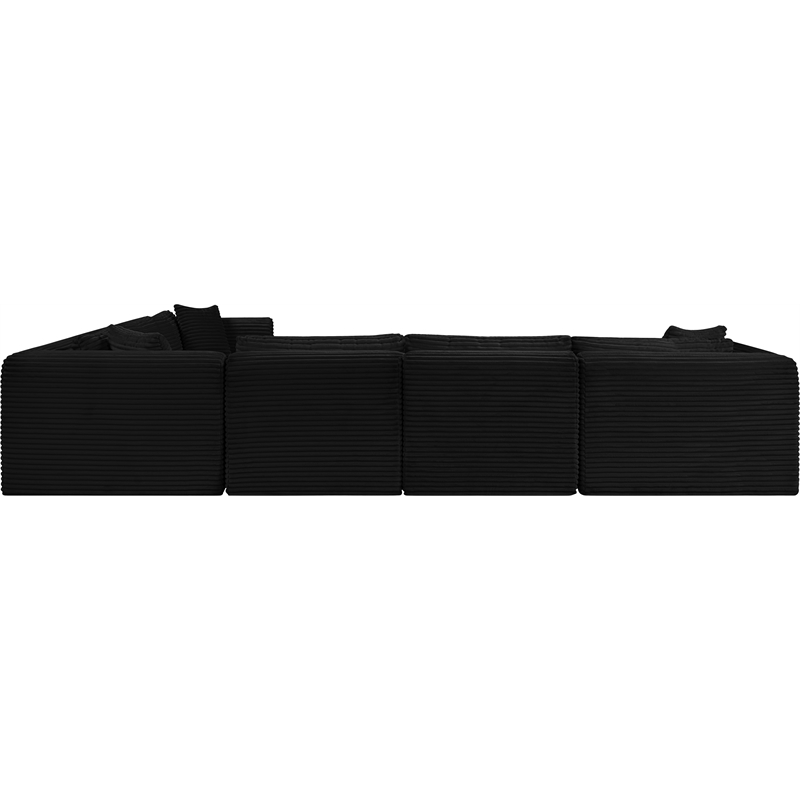 Meridian Furniture 6-Piece Black Corduroy Performance Fabric Modular Sectional