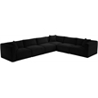 Meridian Furniture 6-Piece Black Corduroy Performance Fabric Modular Sectional