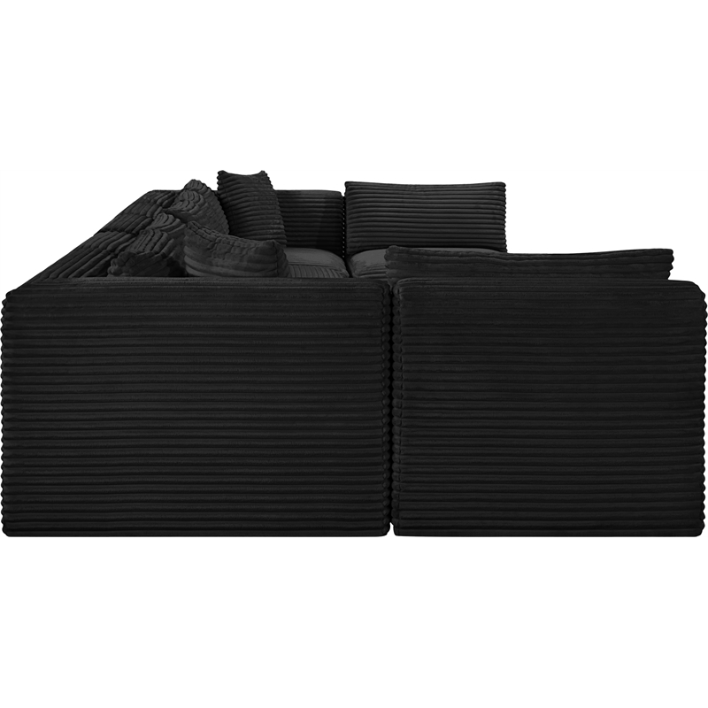 Meridian Furniture 7-Piece Black Corduroy Performance Fabric Modular Sectional