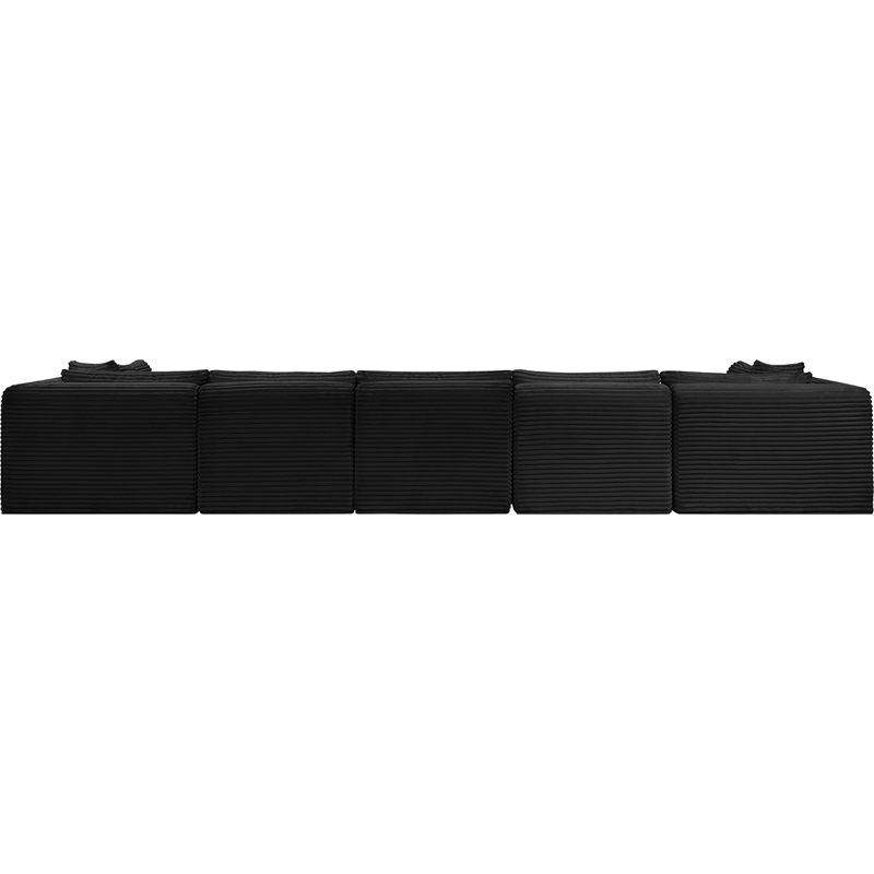 Meridian Furniture 7-Piece Black Corduroy Performance Fabric Modular Sectional