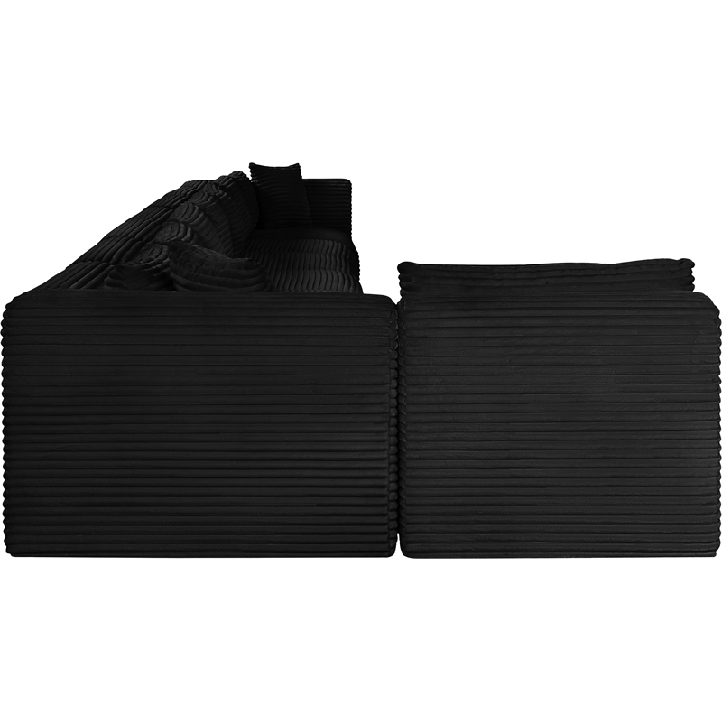 Meridian Furniture 8-Piece Black Corduroy Performance Fabric Modular Sectional