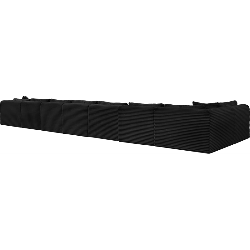 Meridian Furniture 8-Piece Black Corduroy Performance Fabric Modular Sectional