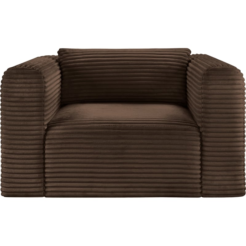 Meridian Furniture Shaggy Brown Corduroy Performance Fabric Arm Chair