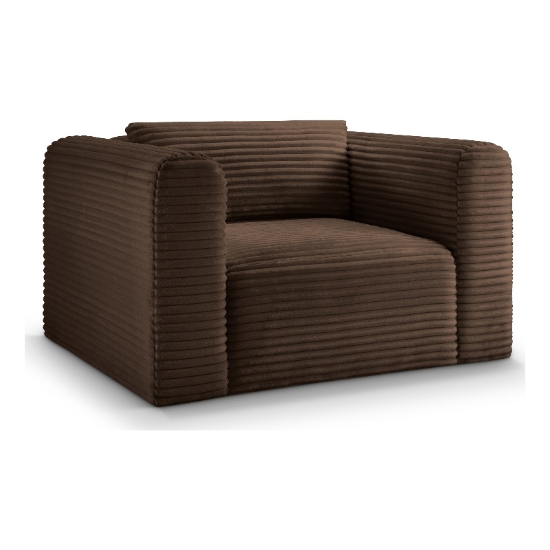 Meridian Furniture Shaggy Brown Corduroy Performance Fabric Arm Chair