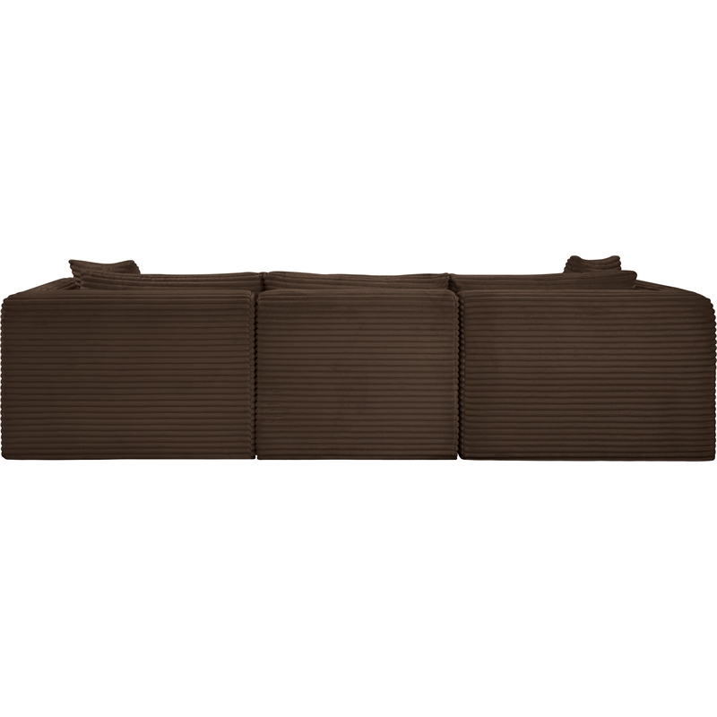 Meridian Furniture 3-Piece Brown Corduroy Performance Fabric Modular Sofa