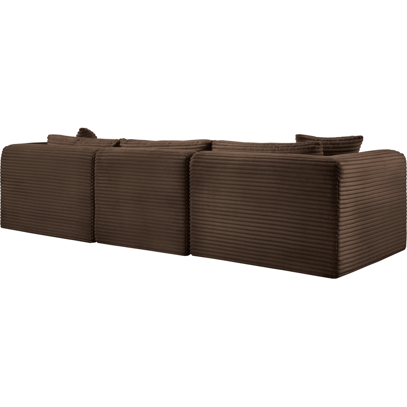 Meridian Furniture 3-Piece Brown Corduroy Performance Fabric Modular Sofa