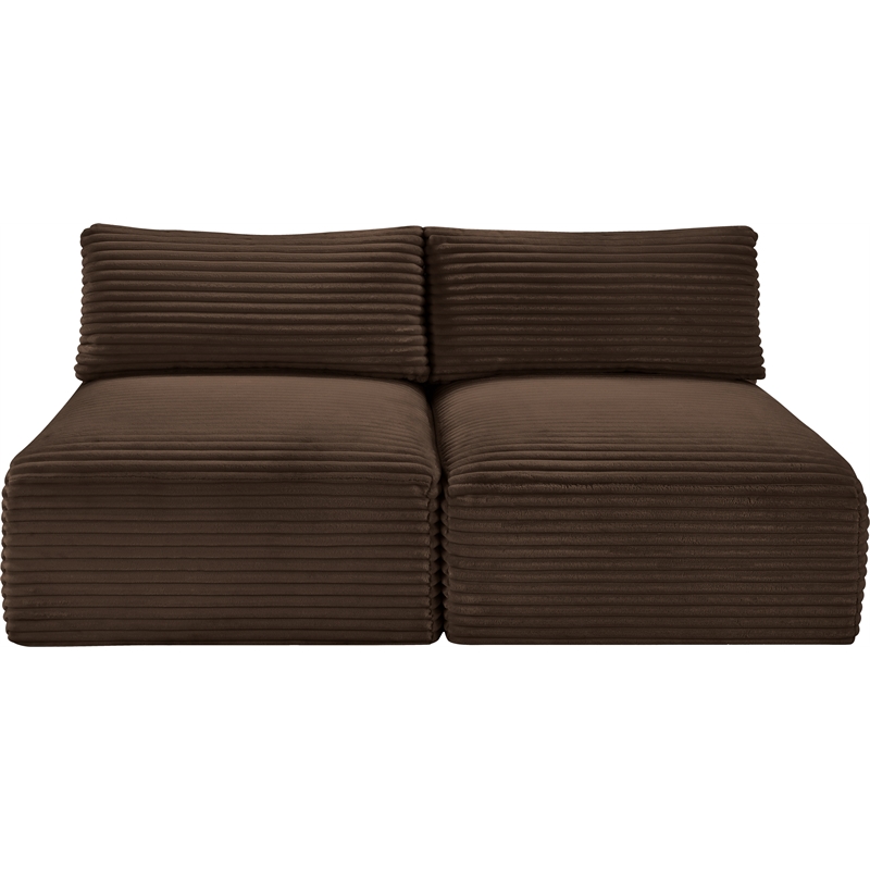 Meridian Furniture 2-Piece Brown Corduroy Performance Fabric Modular Sofa
