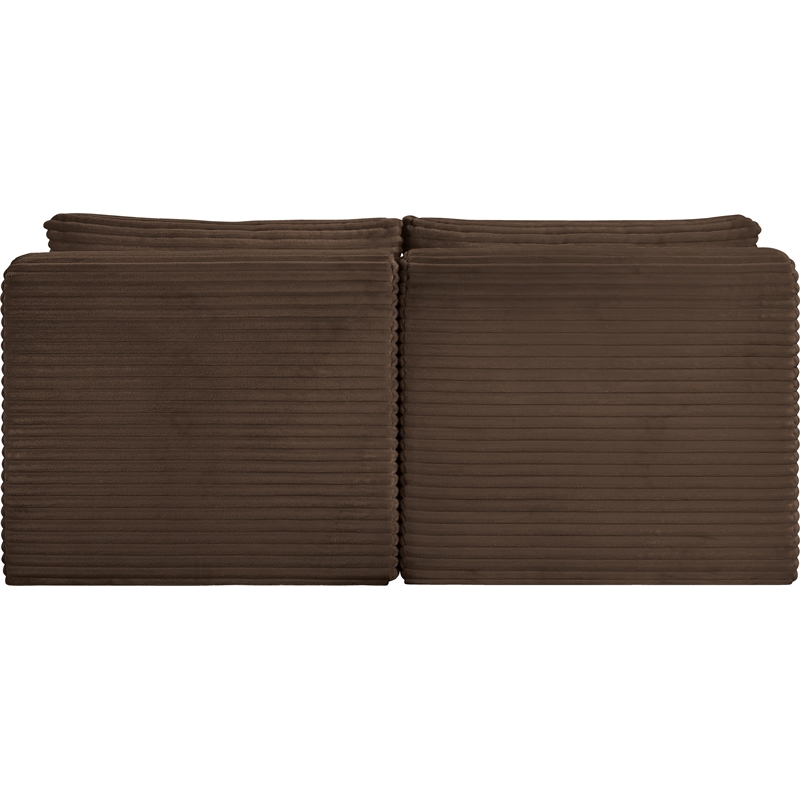 Meridian Furniture 2-Piece Brown Corduroy Performance Fabric Modular Sofa