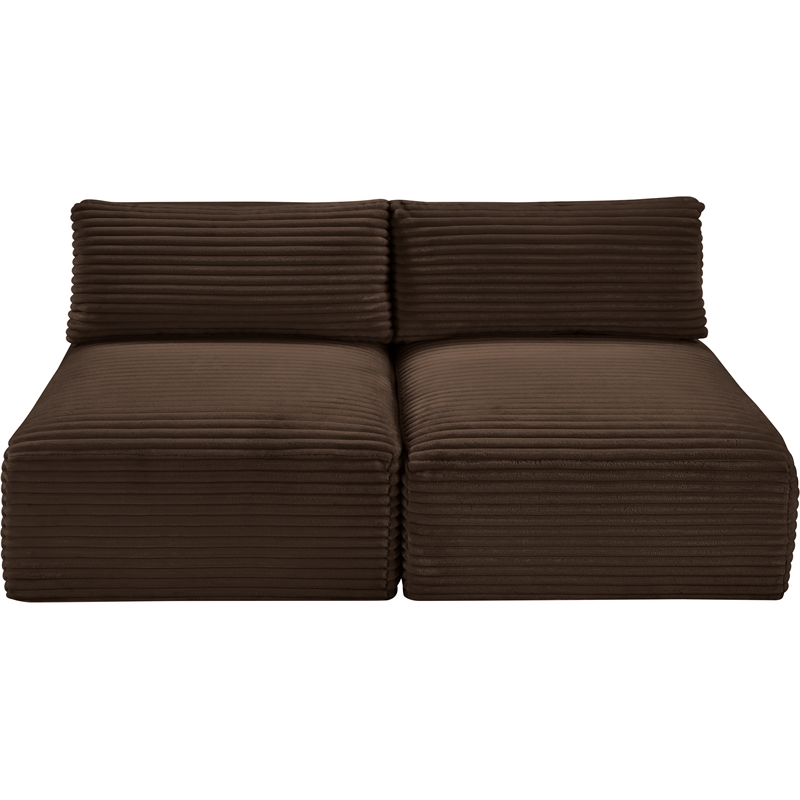 Meridian Furniture 2-Piece Brown Corduroy Performance Fabric Modular Sofa
