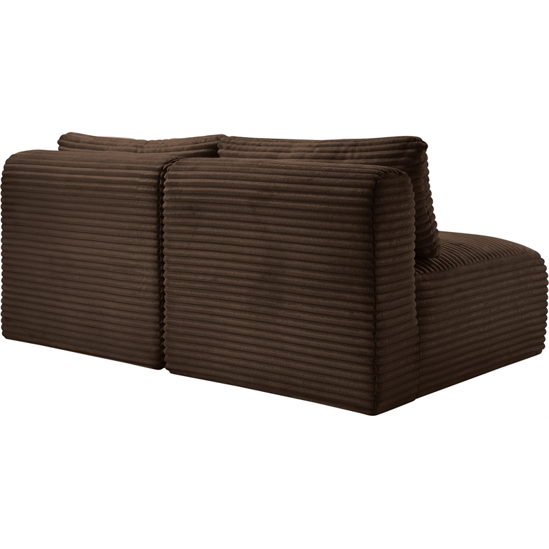 Meridian Furniture 2-Piece Brown Corduroy Performance Fabric Modular Sofa