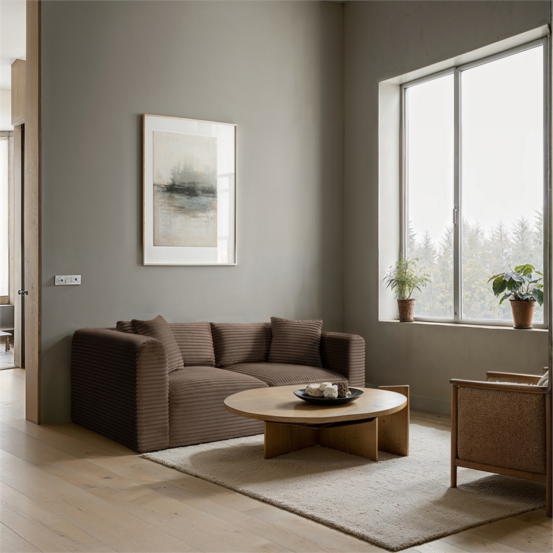 Meridian Furniture 2-Piece Brown Corduroy Performance Fabric Modular Sofa