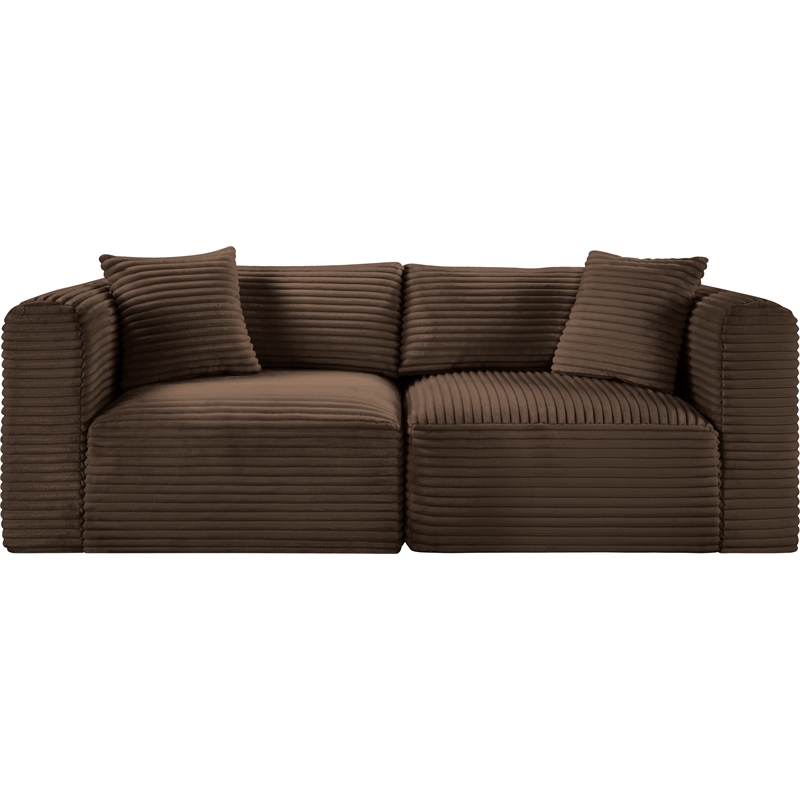 Meridian Furniture 2-Piece Brown Corduroy Performance Fabric Modular Sofa