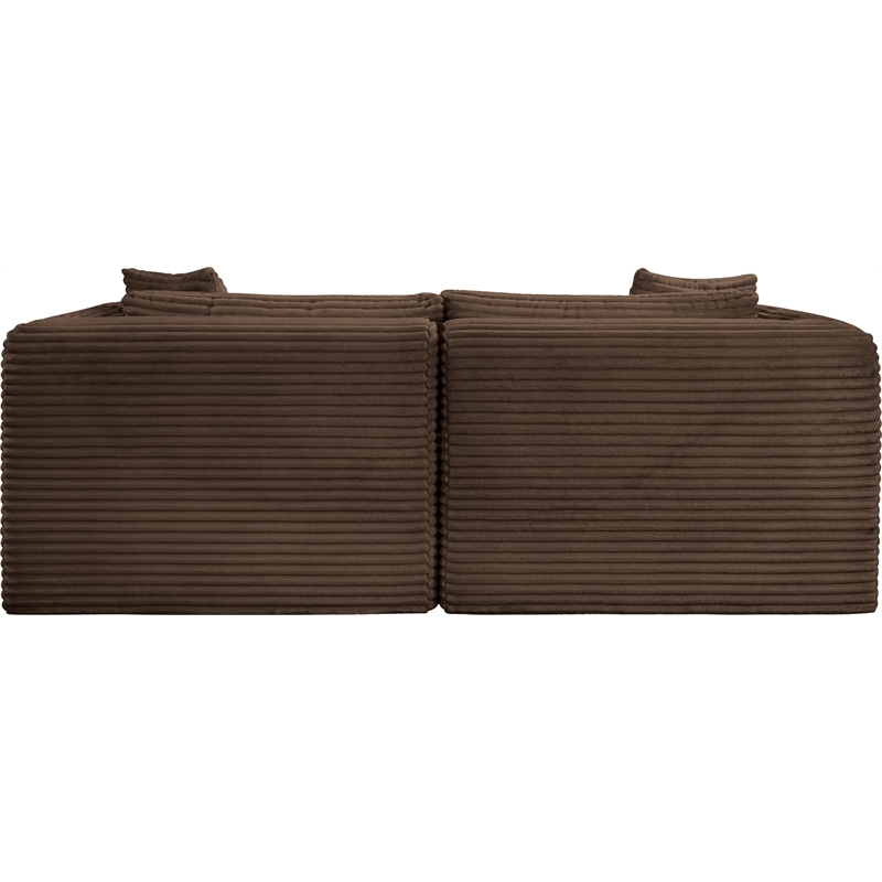 Meridian Furniture 2-Piece Brown Corduroy Performance Fabric Modular Sofa