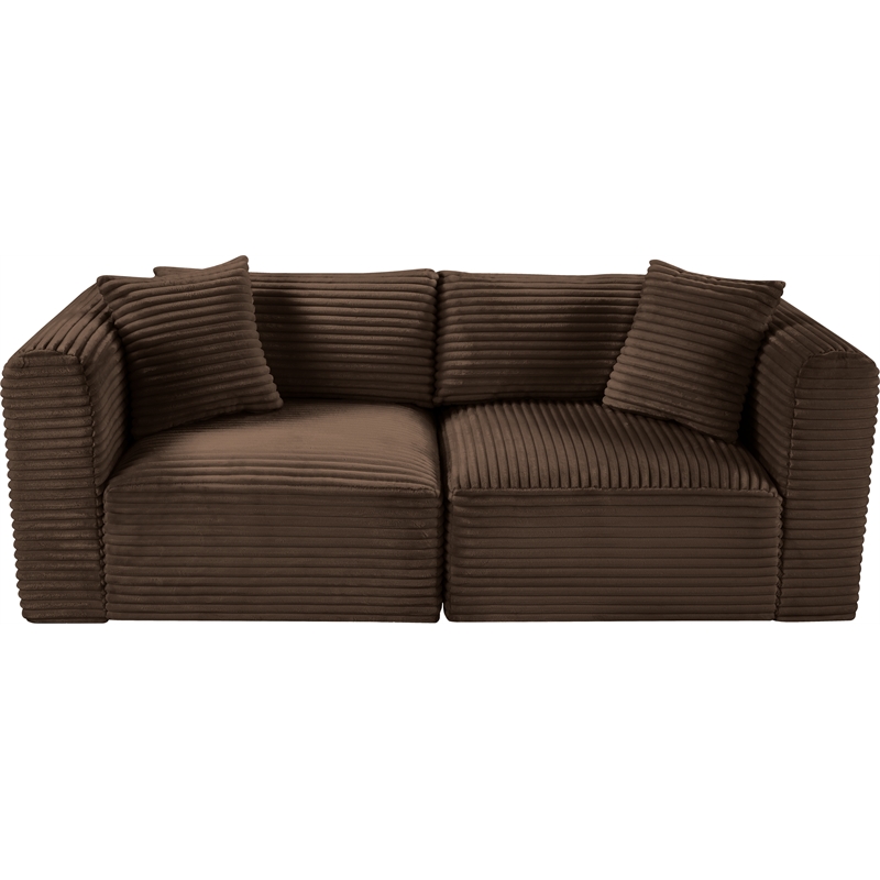 Meridian Furniture 2-Piece Brown Corduroy Performance Fabric Modular Sofa